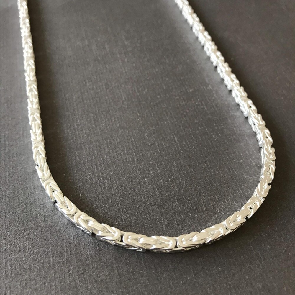 アクセサリー Vintage Silver Knot Chain Necklace 925 26 Inch MENS Byzantine Viking Chain Necklace 4mm 59GR Real 925