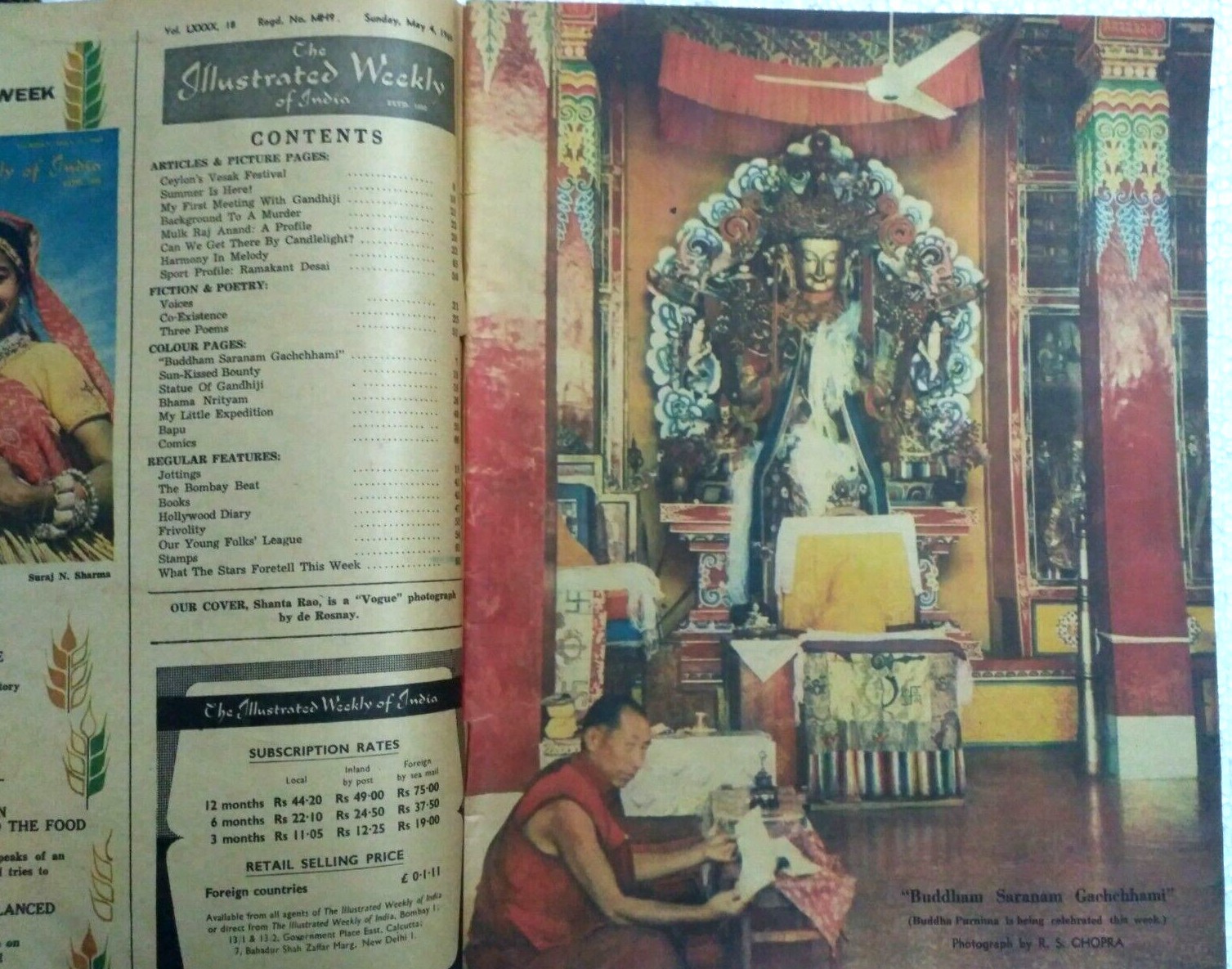 THE ILLUSTRATED WEEKLY OF INDIA1969 BUDDHA VESAK,GANDHI, MULK RAJ, BHAMA NRITYAM