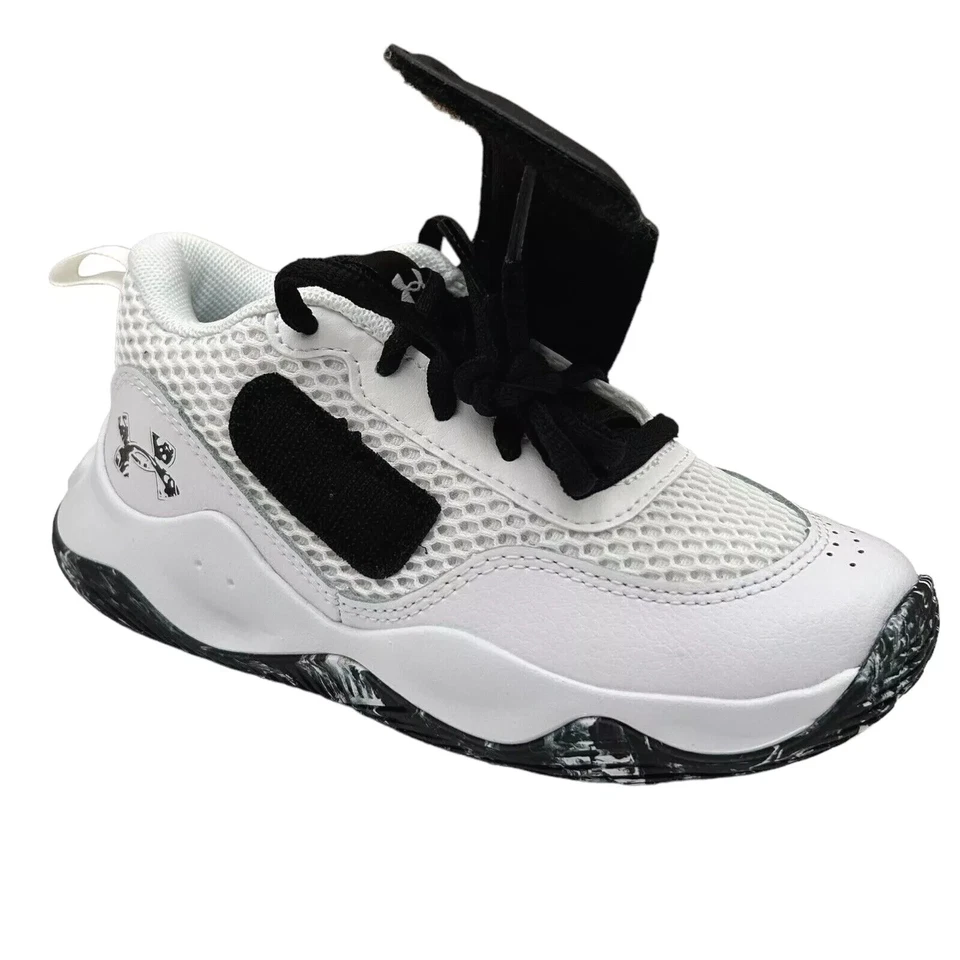 Nuevo Zapato de Baloncesto Under Armour Lockdown de Cuero para Niños Pequeños Blanco/Negro 13K Foto 4 de 4