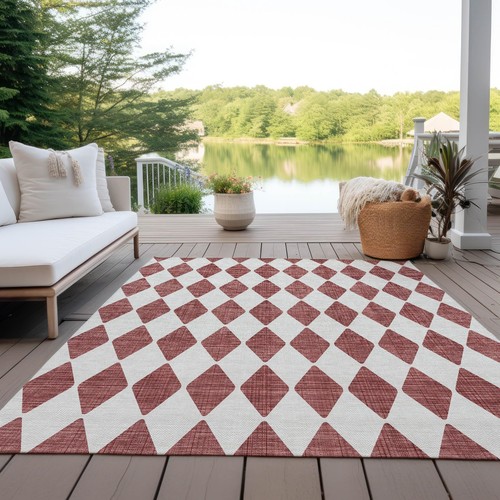 Addison Rugs Chantille ACN578 Burgundy 8' x 10' Indoor Outdoor Area Rug Easy - Picture 6 of 7