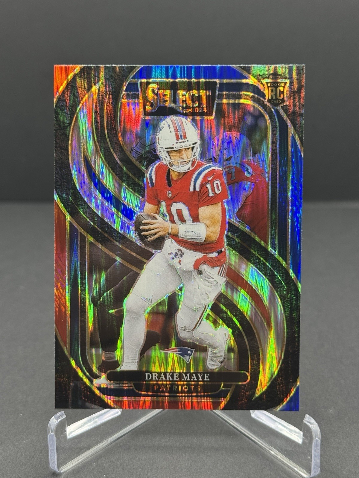 2024 Panini Select - Premier Level Drake Maye #113 Red & Blue Shock Prizm (RC)