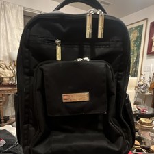 Ju-Ju-Be Black Diaper Backpack Bag with Gold Hardware Solid Messenger Look