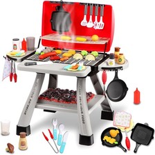 Kids BBQ Grill Playset with Simulated Smoke  Sound  Light, Play Kitchen Set W/