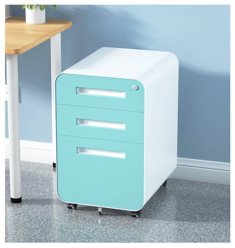 Under Desk File Cabinet: Mobile, 3 Drawer, Steel-image