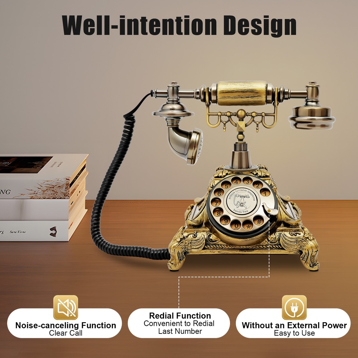 Old Fashioned Telephone Retro Vintage Rotary Dial Phone Home Decor