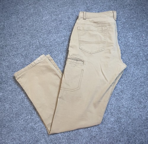 GH Bass Pants Mens 36x34 Stretch Tan Beige Canvas Workwear Straight Leg Cotton