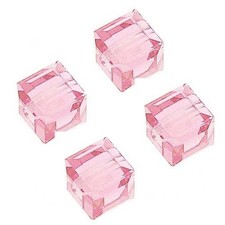 GLASS JEWELRY SPACER CUBE FACETED BEADS PINK COLORS 4MM 6MM SQUARE