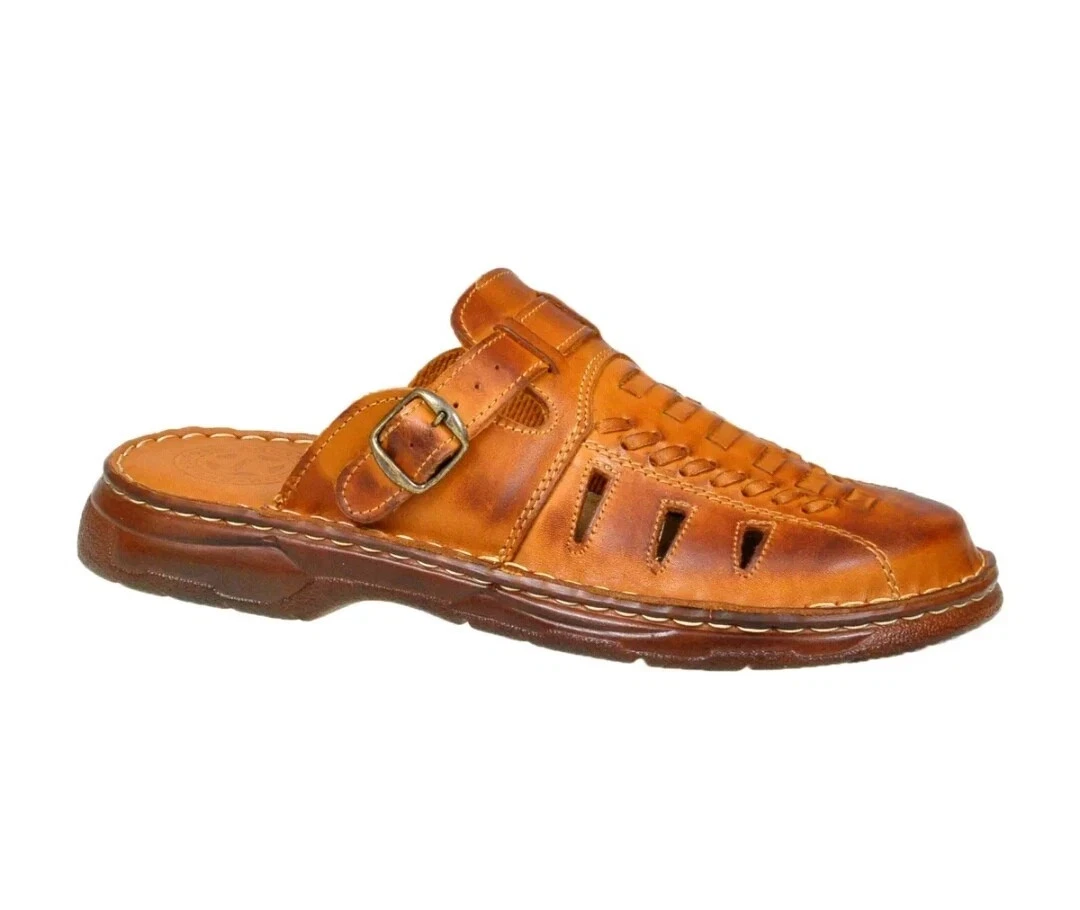 Lukpol Mens Genuine Buffalo Leather Comfortable Orthopedic Form Sandals 806