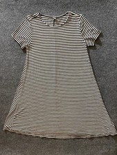 Old Navy Dress Womens M Black White Stripe Short Sleeve Knit Swing Casual ALine