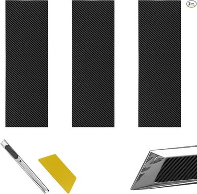 Custom DIY Emblem Overlay Kit - 3PCS Logo Wrap Stickers in Carbon Fiber Black, C