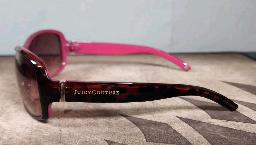 Juicy Couture Black Label Pink/Red Tortoise Sunglasses 593/S 55-17-140 Case Y2K Juicy Couture Pink Square Sunglasses for Women for sale | eBay main image 3