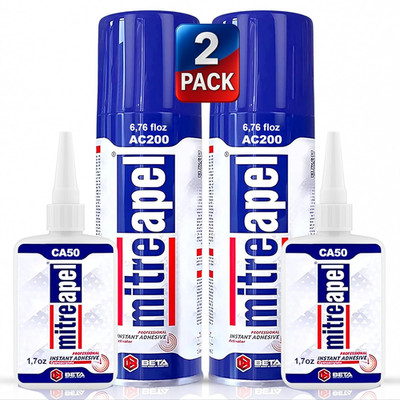 MITREAPEL CA Glue with Activator (2 X1.7Oz-2 X 6.7Floz)Instant Bond Professional