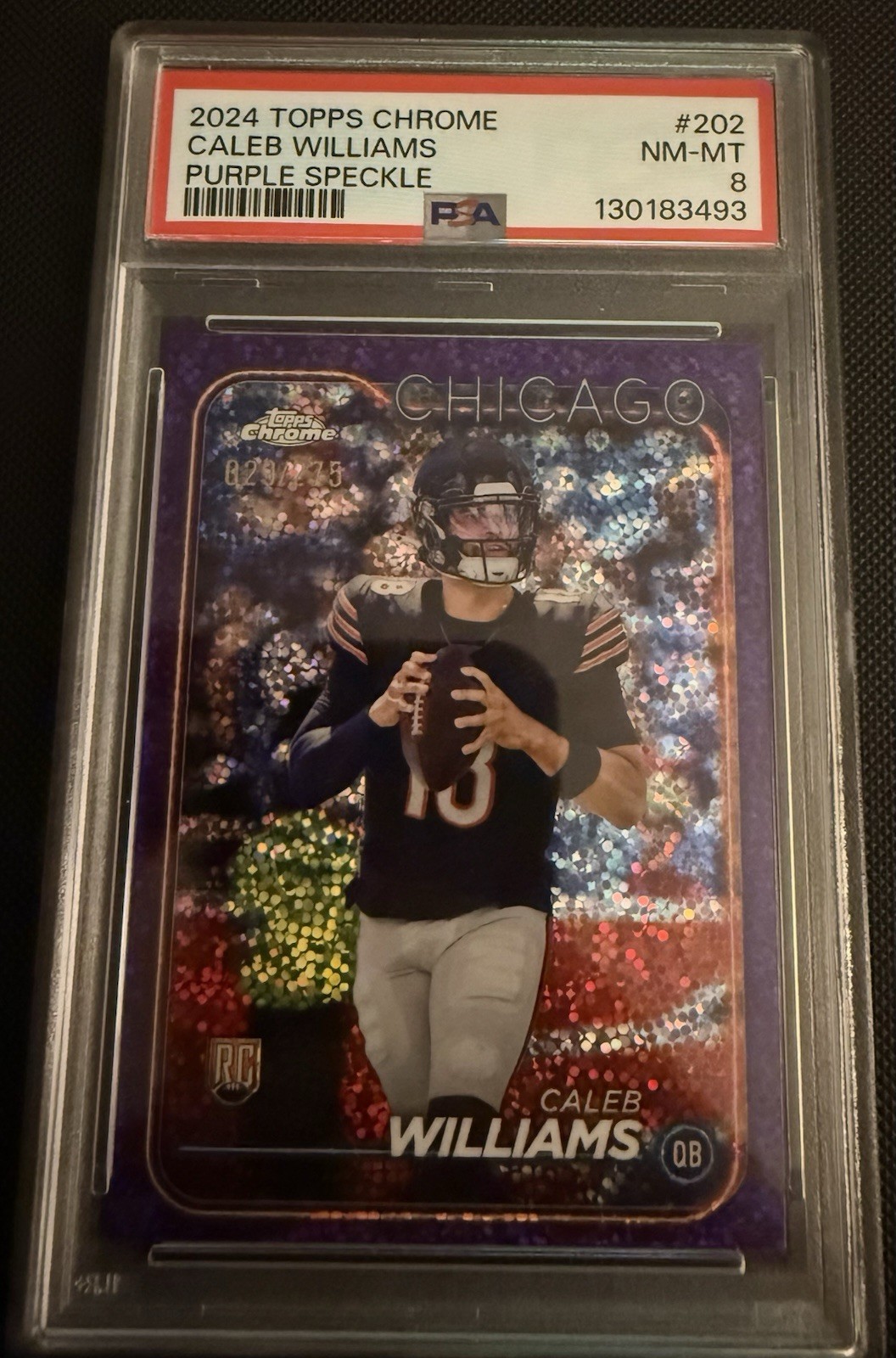 2024 Topps Chrome Rookies Caleb Williams #202 Purple Speckle Refractor /275 (RC)