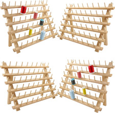 4X60 Spools Wooden Thread Rack/Thread Holder Organizer with Hanging Hooks for Em