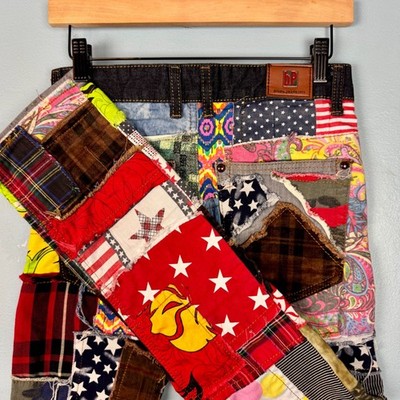 Biepa Jeans Women's 28 Patchwork Denim Jeans Pants Americana Patriotic Hip Hop