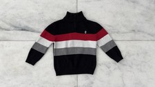 IZOD Sweater Kids Black Red Stripe Mock Neck 1/4 Zip Cotton Boys 4T Preppy Ski