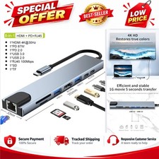 USB C Hub Type-C 3.1 to 4K HDMI Adapter with RJ45 SD/TF Card Reader PD