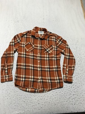 Urban Pipeline Button Shirt Mens L Large Rust Plaid Long Sleeve Pockets Collared