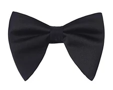 Mens Oversized Satin Silk Bow Tie Solid Color Formal Tuxedo Big Bowtie A - Black