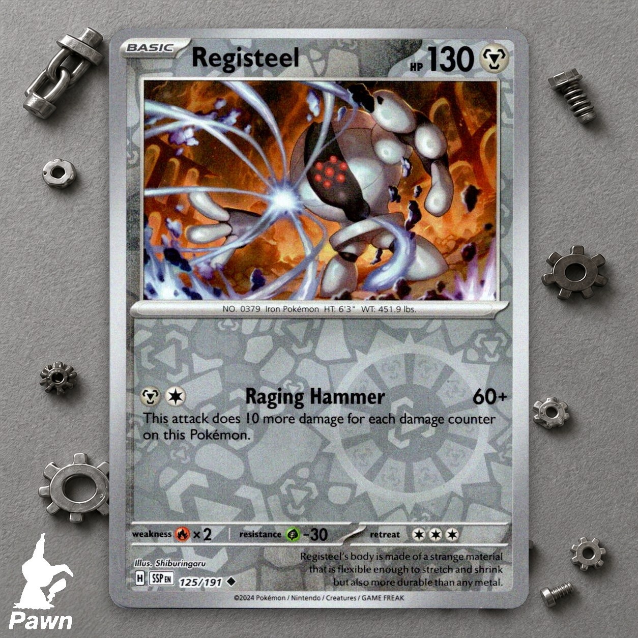 Registeel 125/191 Reverse Holo Surging Sparks Pokemon TCG Card