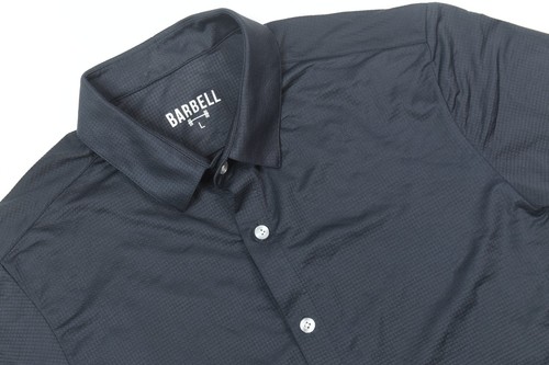 Barbell Apparel Shirt Mens Large Black Long Sleeve Button-Up Stretch Athletic