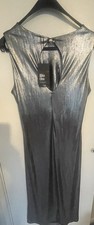 Rita Ora Silver Key Hole Slinky Dress Size Large