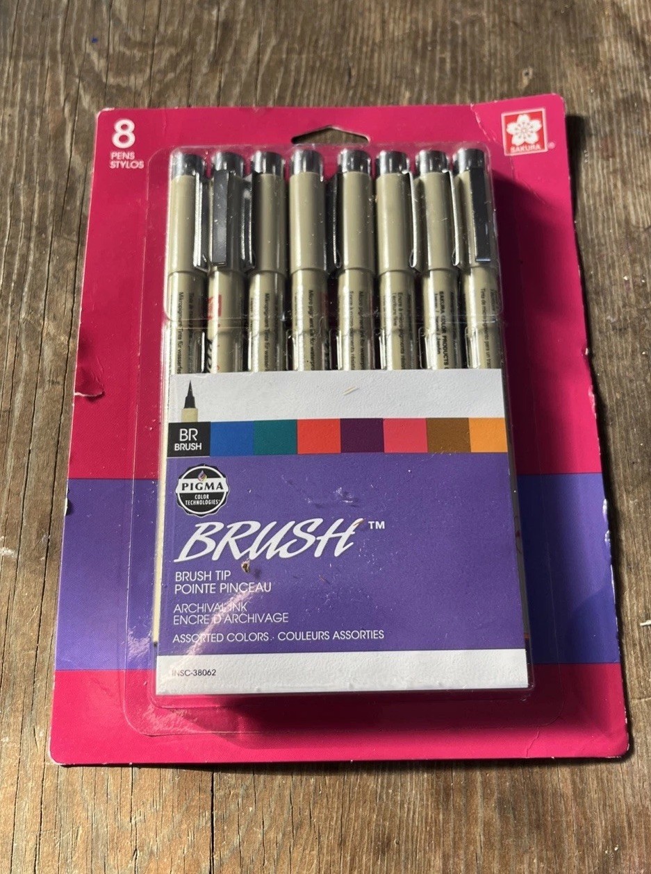 SAKURA Pigma Micron Brush Color Fineliners - NEW 8pk Colors Artist Quality