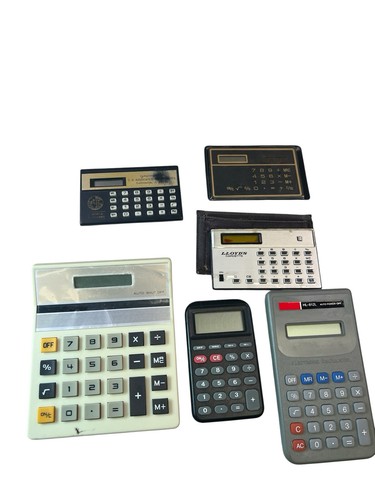 Lot Of 6 Vintage Calculators For Parts Only Not Working Use As Props