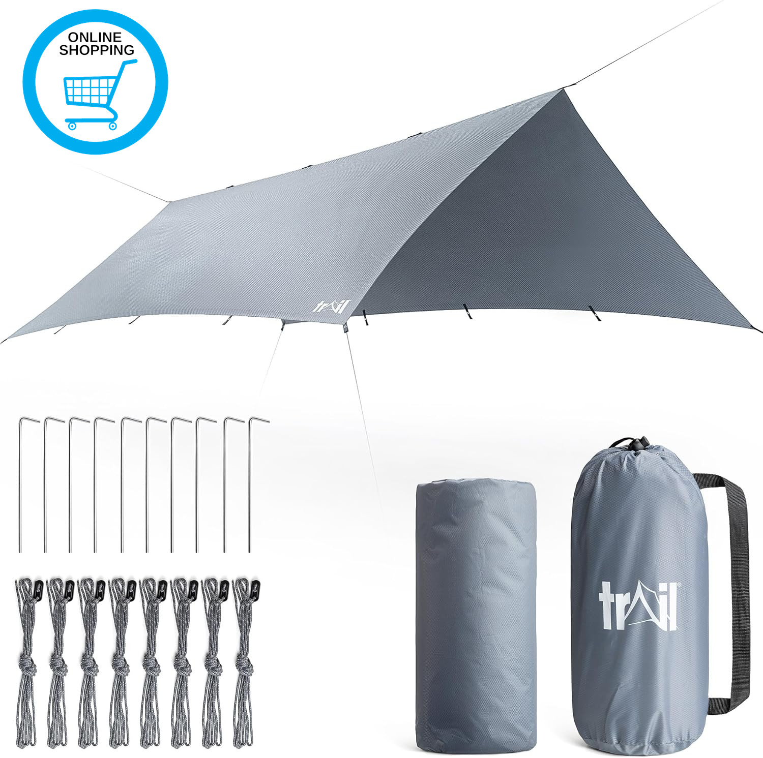 Trail Camping Tarp Shelter 4M X 3M, Lightweight Waterproof 4000Mm HH, UPF50+ UV