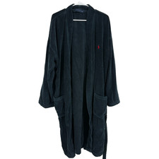 Polo Ralph Lauren Men L/XL Terry Cloth Robe Dark Navy Blue Belt Waist Bathrobe