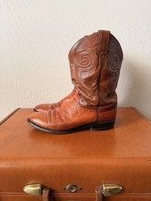 Vintage Justin Exotic Smooth Ostrich Roper Cowboy Boots Size 8.5D Made In USA