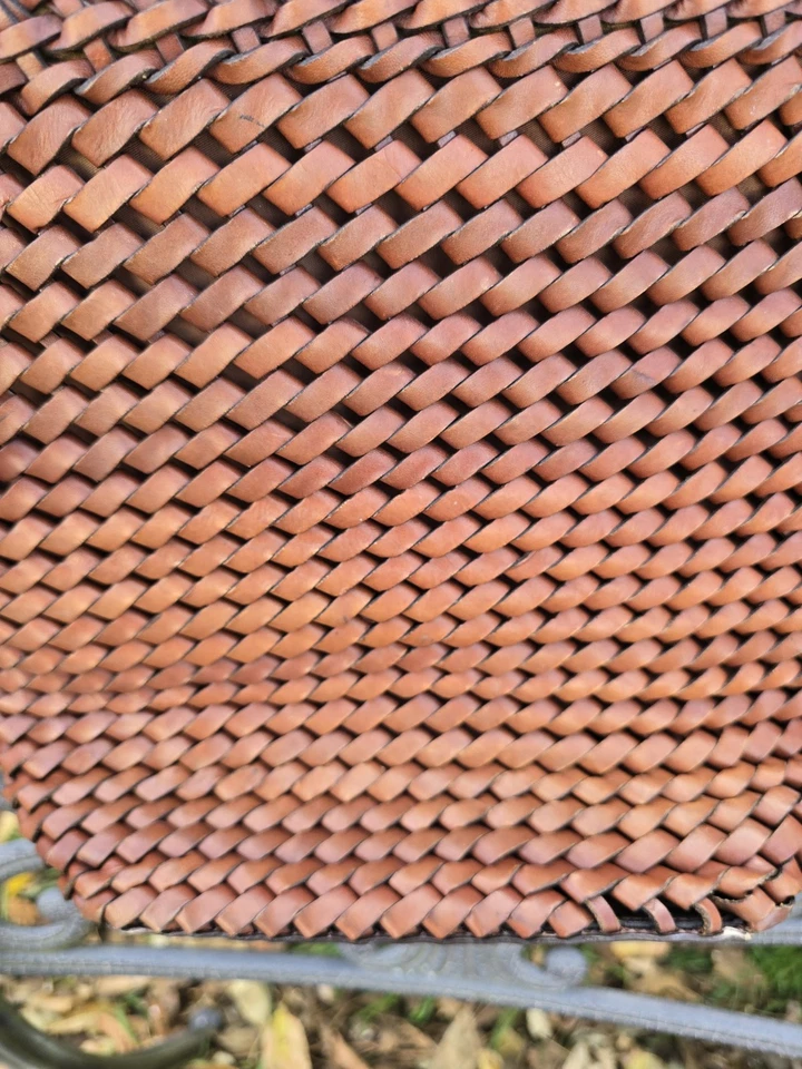 Bolso Bandolera Fossil Para Mujer Marrón Tejido Cuero Cartera de Hombro Boho De Colección Foto 3 de 4