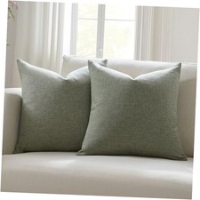 Set of 2 Pillow Covers 18 x 18 Inch Farmhouse 18" x 18" Pack of 2 Dark Sage