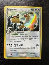 Ampharos 1/101 EX Dragon Frontiers Delta Species Holo with  Error Print Line LP