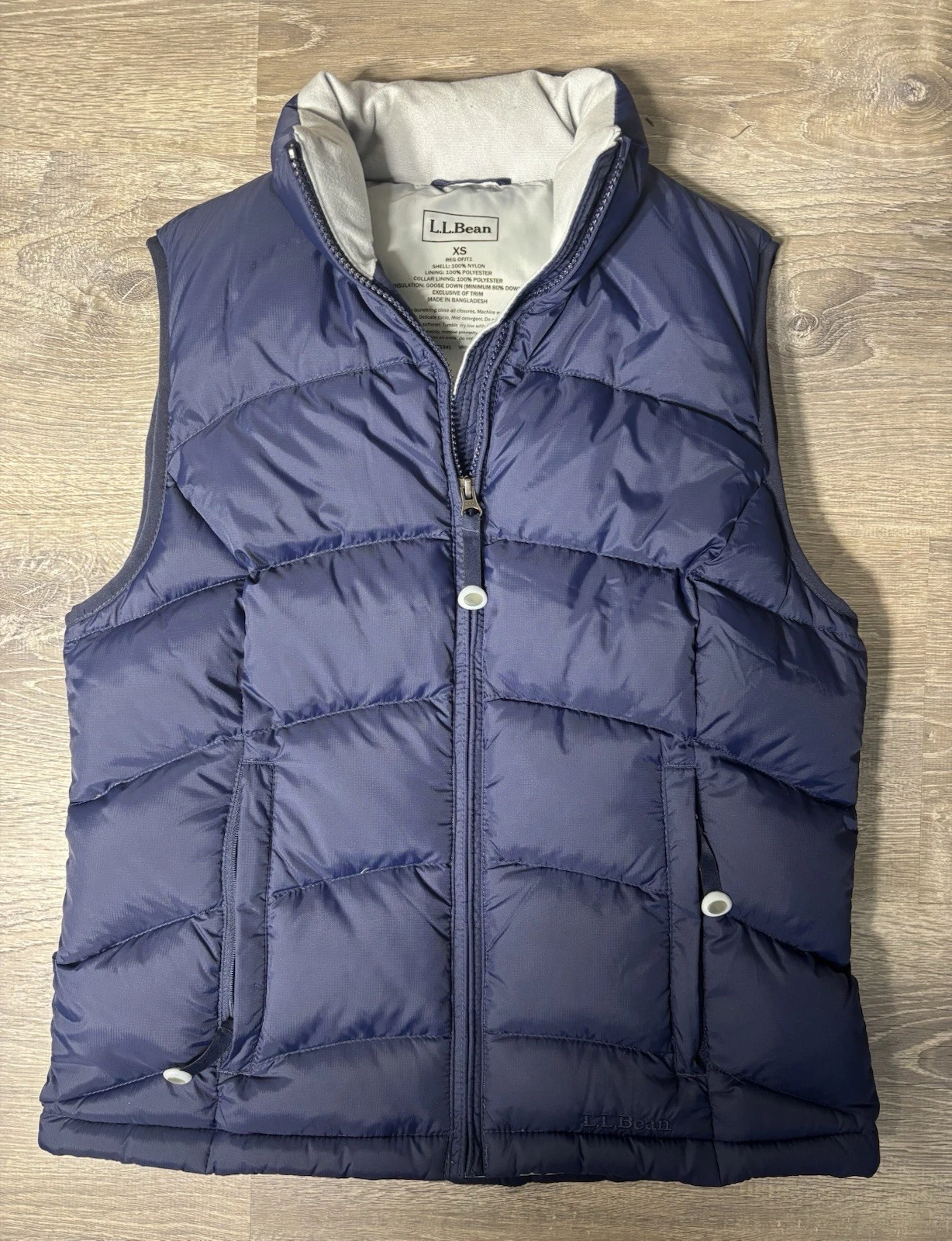 L.L. Bean Outdoors Puffer Vest Goose Down Insulation Navy Blue Men Size XS