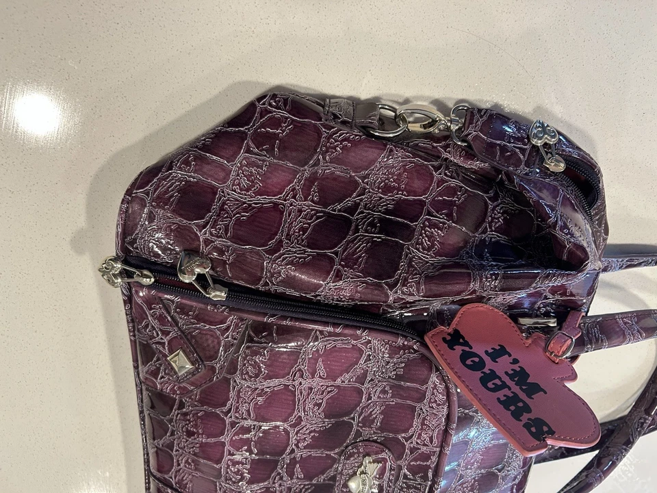 Bolso de viaje Kathy Van Zeeland Y2K piel de serpiente púrpura Take Me XL Foto 4 de 4