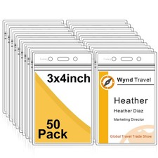 Fushing Pack of 50 Clear Plastic Vertical Badge Holders, Name Tag L,