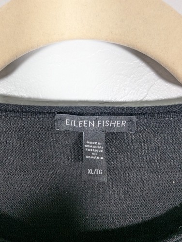 Eileen Fisher Top XL Linen Boxy Oversized Black Semi sheer Beachy Coastal - Picture 4 of 8