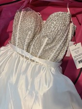 Sherri Hill 52065 Ivory Satin Ball Gown Sweetheart Beaded Full Length Size 12