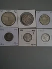 OLD CANADIAN SILVER COINS..6 COIN DEAL..SILVER DOLLAR/FIFTY/QUARTERS