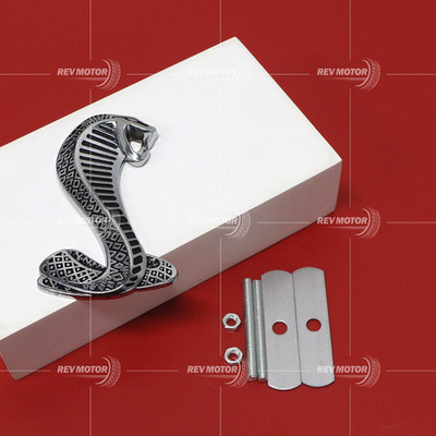 1X FOR MUSTANG COBRA FRONT GRILLE EMBLEM BADGE 9.5CM WITH SCREWS & BOLTS KIT