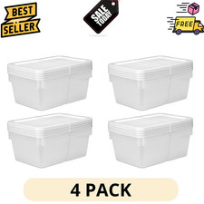 4Pack Sterilite Set of 4 12 Quart Storage Boxes Plastic Storage Bin with Lid