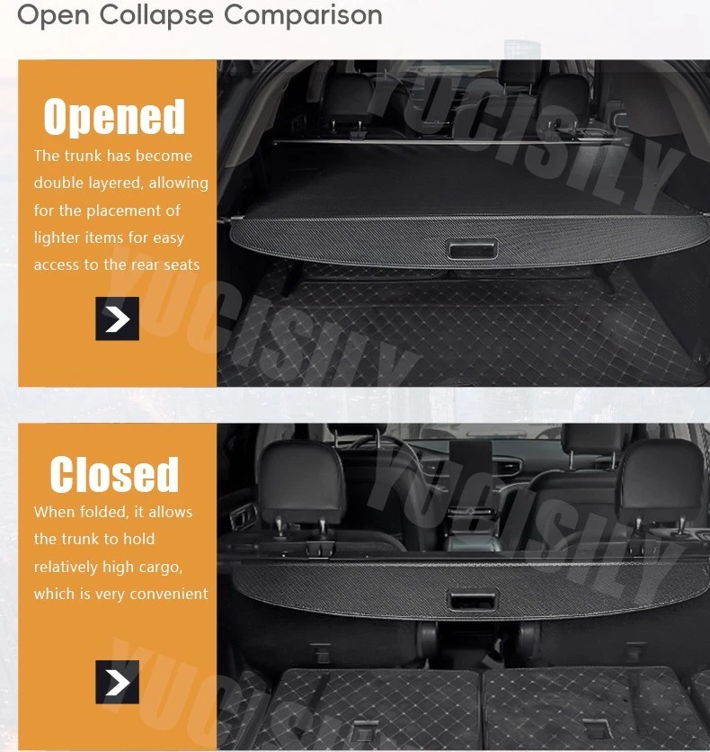 Cubierta de carga trasera retráctil para maletero protector de sombra para Hyundai Santa Fe 2017-2018 Foto 2 de 4