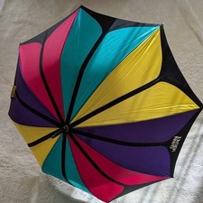 GIANNI VERSACE Unisex Long Umbrella Radial Stripe Logo Multicolor 155064K Authen