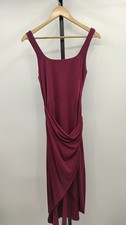 Quince Women Tencel Jersey Side Tie Midi Dress Wine Basic Sleeved M