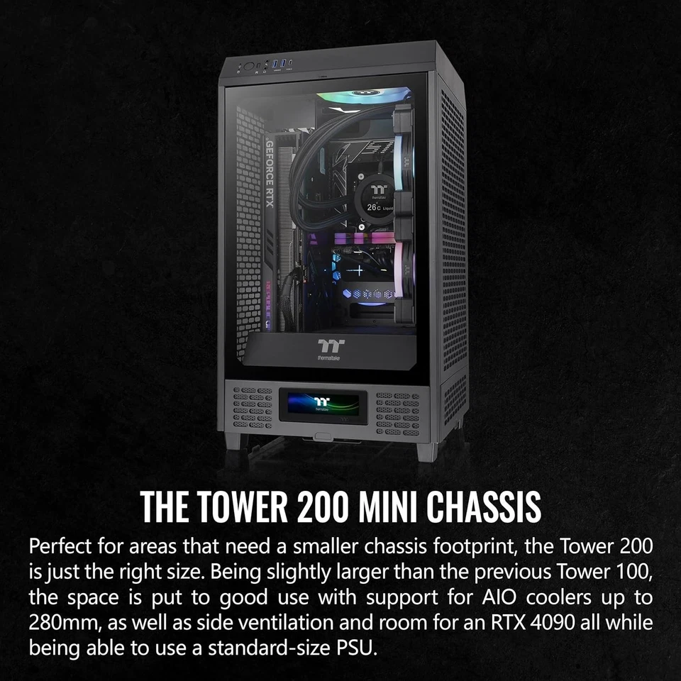 Thermaltake Tower 200 Mini-ITX Black Computer Case Gaming Tower - Image 2 of 4