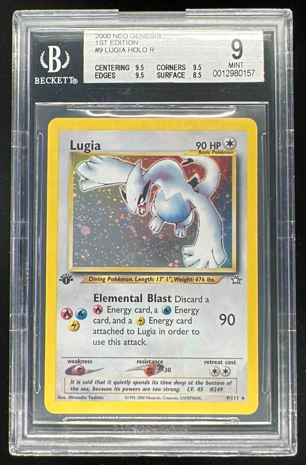 2000 Pokemon Neo Genesis 1st Edition #9/111 Lugia Holo BGS 9