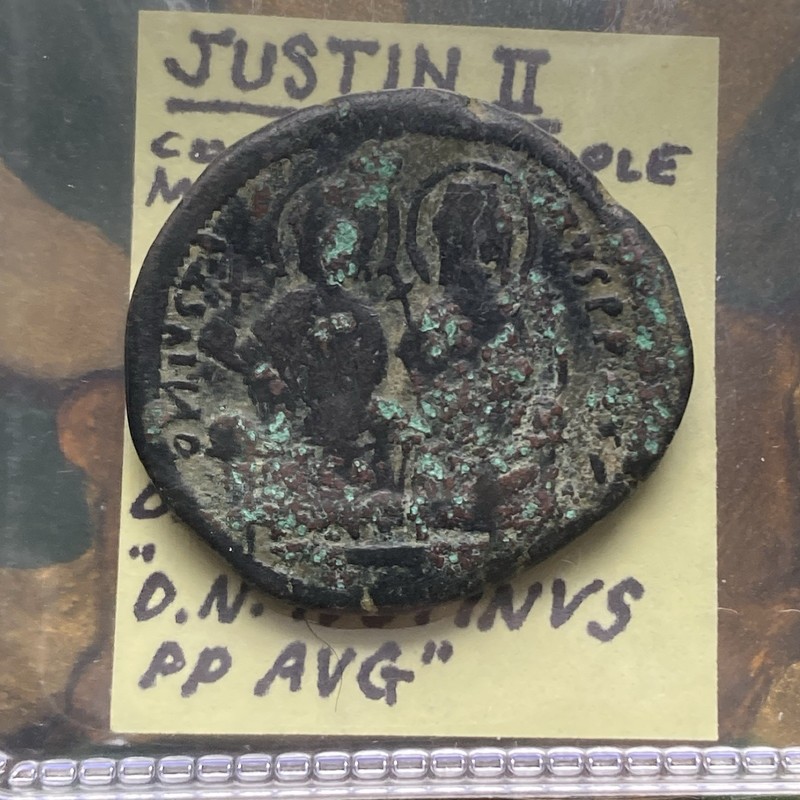 Justin II AE Follis - Byzantine - 565/566 A.D. - Regnal Year 1, Officina B