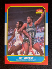 1986-87 86 Fleer Basketball card #118 Jay Vincent ROOKIE Dallas Mavericks NM RC. rookie card picture