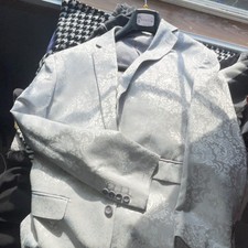 Vinci Silver Paisley Patterned Formal Jacket Men's Regular Fit Elegant Design